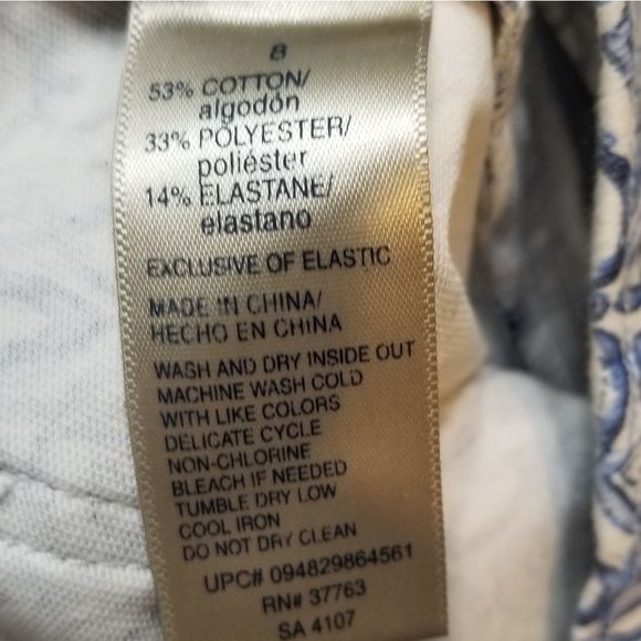 Rafella Comfy Blue and white Floral stretch Straight Leg Pull on pants Size‎ 8 - Picture 6 of 6